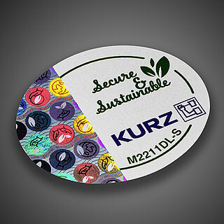 Detail of sustainable security label by KURZ