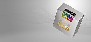 Two in one product protection: RFID labels by TRUSTCONCEPT® RFID label by TRUSTCONCEPT® on white packaging
