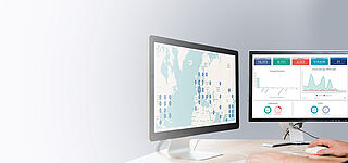 Let's track your products Two monitors showing tracking details